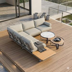 Zebra Sky Ecklounge verstellbar inkl. Loungetisch Aluminium/Sunproof