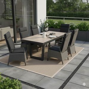 LC Garden Keramo Gartenmöbel-Set L 6 verstellbar (Plätze) Tisch 200/260x100cm