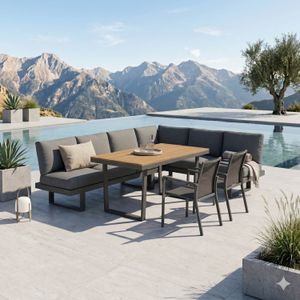 OUTLIV. Atlanta Dininglounge verstellbar Tisch 160x90cm Aluminium/Olefin