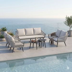 OUTLIV. Alex Loungeset inkl. Loungetische Aluminium/Rope/Olefin