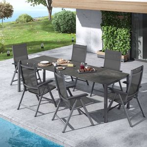 Kettler Basic Plus Gartenmöbel-Set L (6 Plätze) Tisch 160/267x91cm