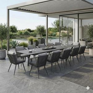 OUTLIV. Alex Gartenmöbel-Set XXL (12 Plätze) Tisch 266/331/396x110cm