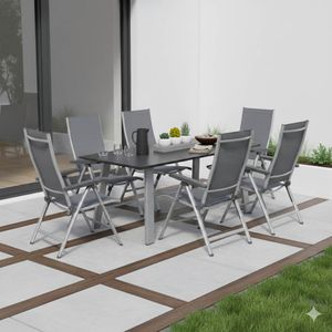 Kettler Cirrus Gartenmöbel-Set L verstellbar (6 Plätze) mit OUTLIV. Tisch 180x90cm