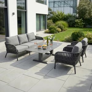 LC Garden Terano Low Dining Dininglounge inkl. Lifttisch 180x90cm Aluminium/Rope/Olefin