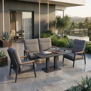 Siena Garden Cortina Loungeset verstellbar inkl. OUTLIV. Lifttisch Aluminium/Rope/Polypropylen
