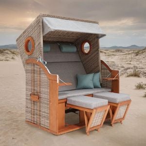 deVries Pure Wave XL Strandkorb Geflecht/Pinie Des. 488