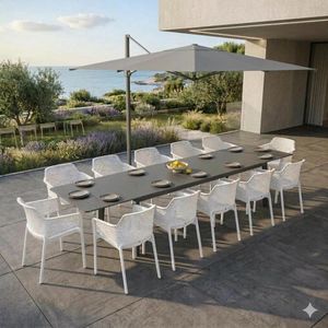 Nardi Net Gartenmöbel-Set XXL (12 Plätze) mit OUTLIV. Tisch 266/331/396x110cm