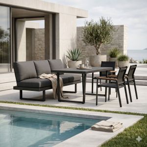 OUTLIV. Atlanta Gartenmöbel-Set L verstellbar (6 Plätze) Tisch 160x90cm