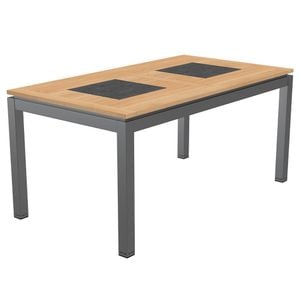 OUTLIV. Davos Gartentisch Aluminium/Teak mit Keramikeinleger