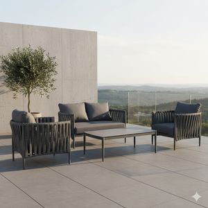 OUTLIV. Lena Loungeset Aluminium/Rope/Createxx