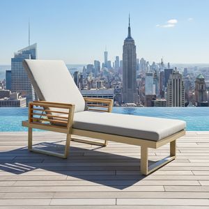 OUTLIV. New York City Gartenliege verstellbar Aluminium/Akazie/Spun Polyester