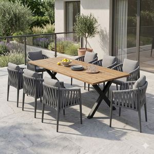 OUTLIV. Lena Gartenmöbel-Set XL (8 Plätze) Tisch 240x100cm