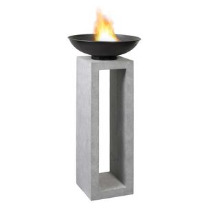 OUTLIV. Feuerschale auf Säule 50x50x105cm Clayfibre