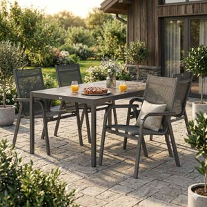 Kettler Basic Plus Gartenmöbel-Set mit OUTLIV. Tisch Aluminium/Dekton