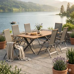 OUTLIV. Jacob Gartenmöbel-Set L verstellbar (6 Plätze) Tisch 200x100cm