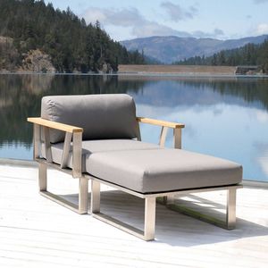 Zebra Belvedere Loungesessel inkl. Hocker Edelstahl/Tuvatextil