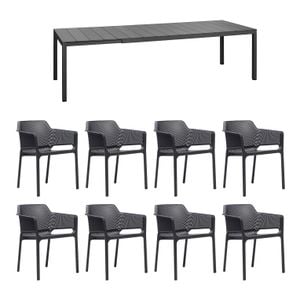 Nardi Net Gartenmöbel-Set XL (8 Plätze) Tisch 210/280x100cm