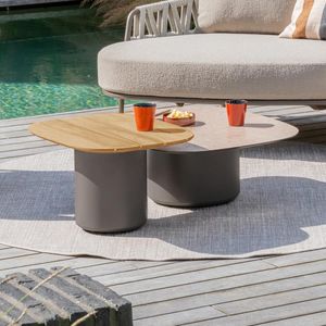 4Seasons Demi Loungetisch-Set 2-tlg. Keramikfliese/Teak