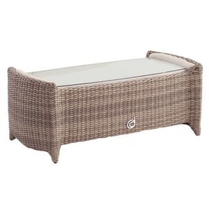 Domus Ventures Luxor Kaffeetisch 122x62 cm Geflecht Halbrund/MarinaPlus Leder und Glasplatte