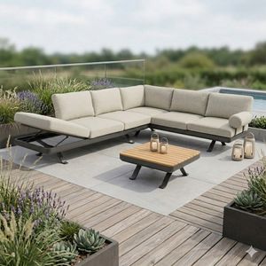 Zebra Sky Ecklounge verstellbar inkl. Loungetisch Aluminium/Sunproof