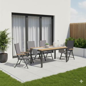 Kettler Cirrus Gartenmöbel-Set M verstellbar (4 Plätze) mit OUTLIV. Tisch 150/210x90cm