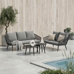 OUTLIV. Alex Loungeset inkl. Loungetische Aluminium/Rope/Olefin