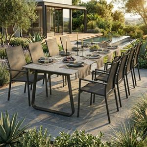 OUTLIV. Lucca Gartenmöbel-Set XL (8 Plätze) Tisch 280x100cm