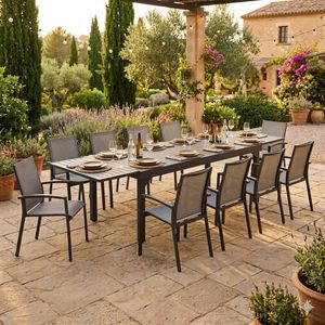 Siena Garden Velia Gartenmöbel-Set XXL (10 Plätze) mit OUTLIV. Tisch 200/320x100,5cm