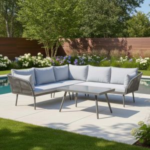 LC Garden Saigon  Ecklounge inkl. Loungetisch Aluminium/Rope/Polyester