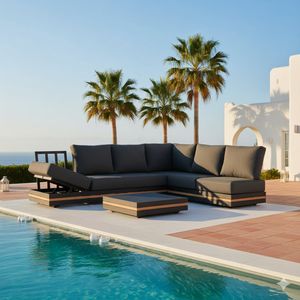 OUTLIV. Triest Ecklounge inkl. Loungetisch Aluminium/Teak/Spun Polyester