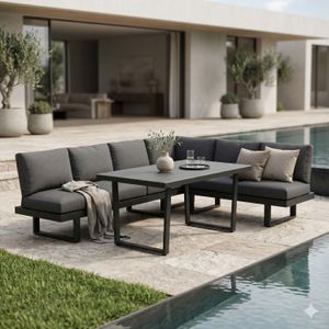 OUTLIV. Atlanta Dininglounge verstellbar Tisch 160x90cm Aluminium/Olefin