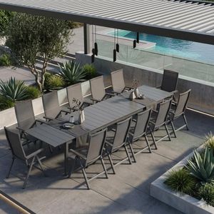 OUTLIV. Jacob Gartenmöbel-Set XXL (12 Plätze) Tisch 266/331/396x110cm