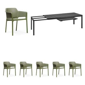 Nardi Net Gartenmöbel-Set 7-tlg. Tisch 210/280x100cm