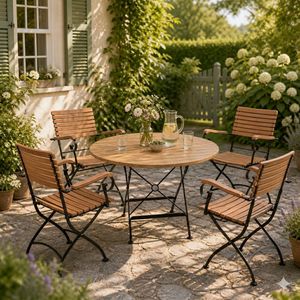 OUTLIV. Lindau Gartenmöbel-Set M (4 Plätze) mit Zebra Tisch Ø115cm