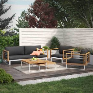 OUTLIV. Hawaii Loungeset inkl. Loungetisch Edelstahl/Teak/Spun Polyester
