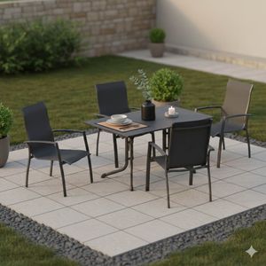 Kettler Legato Curve Gartenmöbel-Set M (4 Plätze) Tisch 140x90cm