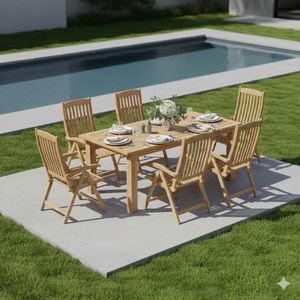 OUTLIV. Takoma Gartenmöbel-Set L verstellbar (6 Plätze) Tisch 200/260x100cm