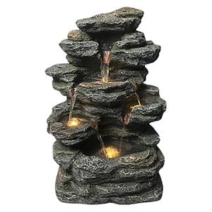 Heissner Felsgestein LED Wandbrunnen Polyresin