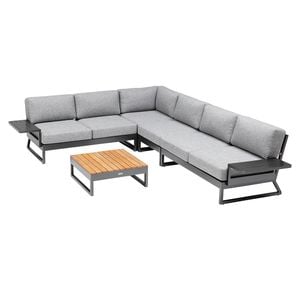 Kettler Ocean Skid Platform Ecklounge 7-tlg. mit Loungetisch 70x70cm Alu/Olefin