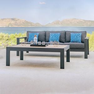 LifestyleGarden Palau Gartensofa Set 2-tlg Aluminium/Olefin/Teak