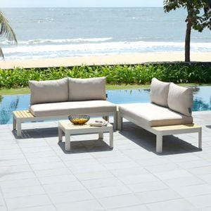 LifestyleGarden Portals Ecklounge 4tlg Aluminium/Teak/Olefin