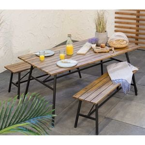 Outdoor Living Poznan Gartenmöbel-Set Tisch 160x83,5cm Eisen/Akazie