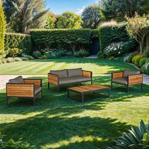 OUTLIV. Rhodos Loungeset 4-tlg. Aluminium/Teak/Olefin