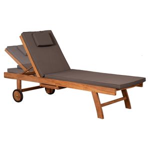 deVries Woodie Gartenliege mit Rädern Teak/Polyester