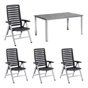 Kettler Wave Gartenmöbelset 5-tlg. mit Diningtisch 160x90cm