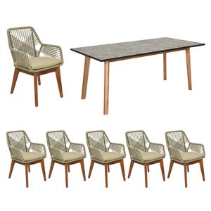 Outdoor Living Seville Gartenmöbel-Set 7-tlg. Tisch 180x90cm