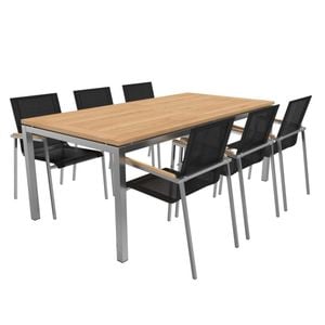 OUTLIV. Rimini II Gartenmöbelset 7-teilig Stapelsessel mit OUTLIV. Tisch 200x100 cm