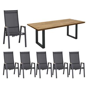 Siena Garden Savona Move Gartenmöbel-Set 7-tlg. mit Tisch 200x100cm