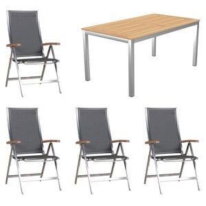 Zebra One Gartenmöbelset 5-tlg. mit Tisch 160/210x90 cm
