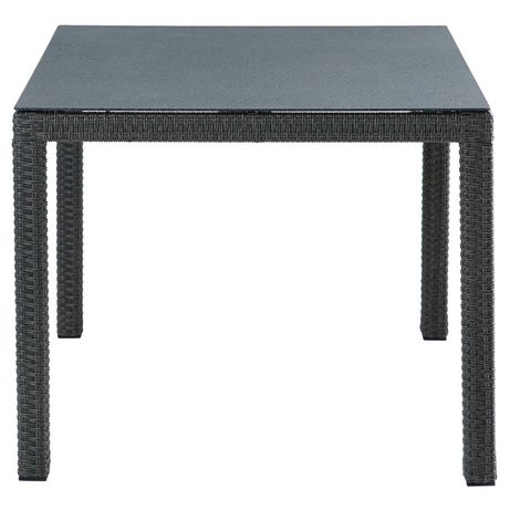 LC Garden Barcelona Gartentisch 90x90cm Geflecht/Glas Grau Mix/Schwarz